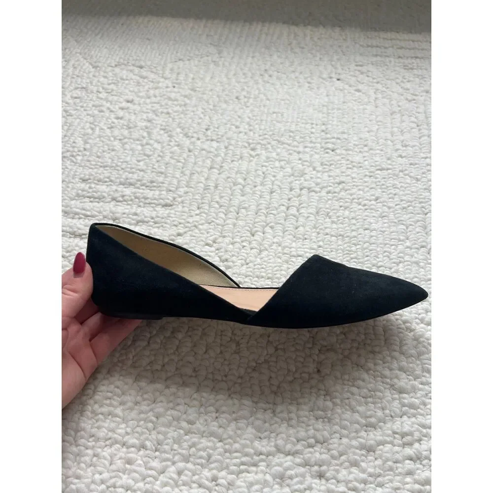 j. crew black leather flats pointed toe asymmetric cut size 8 - Picture 6 of 9
